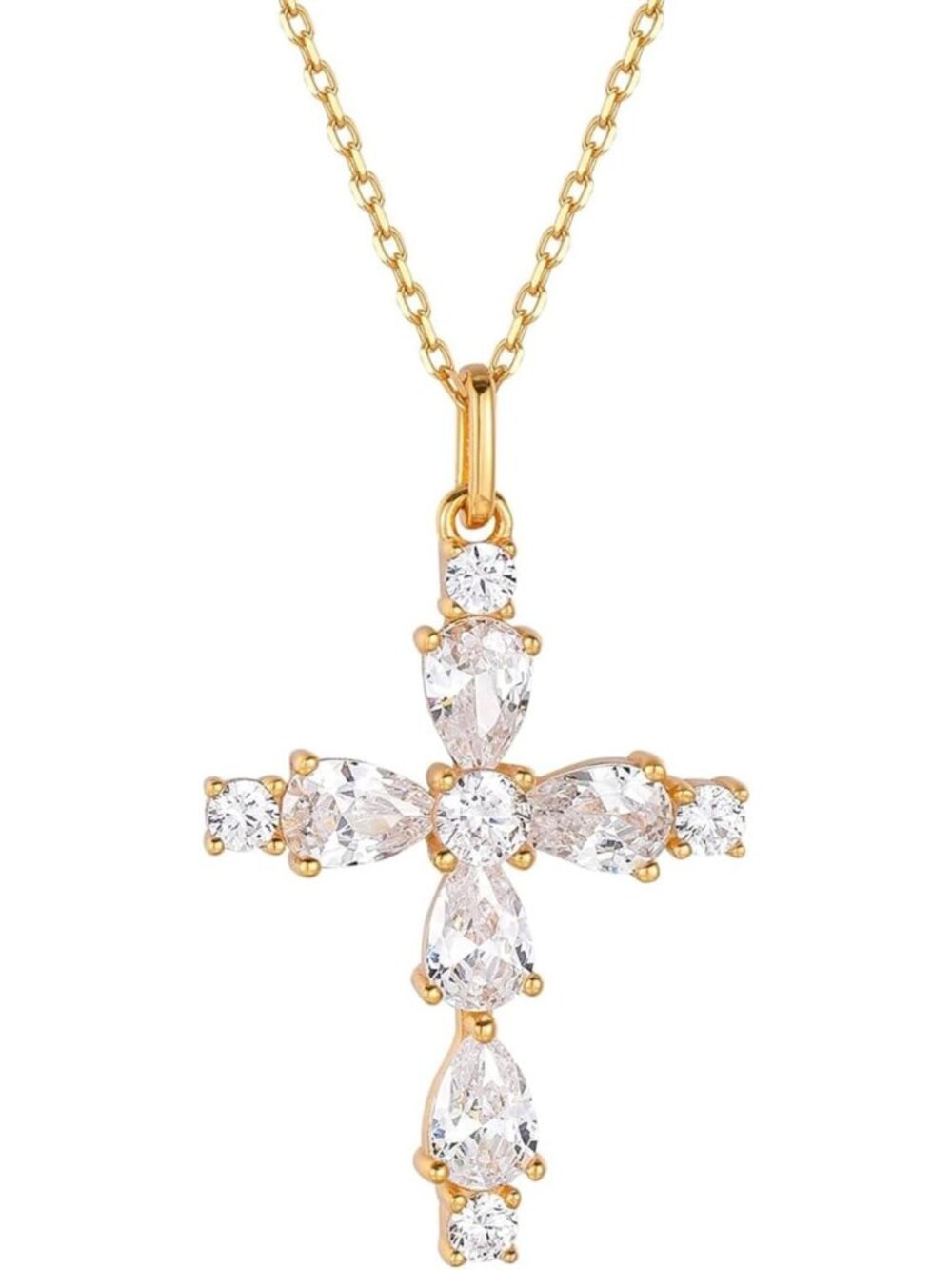 Dainty 925 Sterling Silver Cross Necklace, 18K Gold Plated Charm Pendant